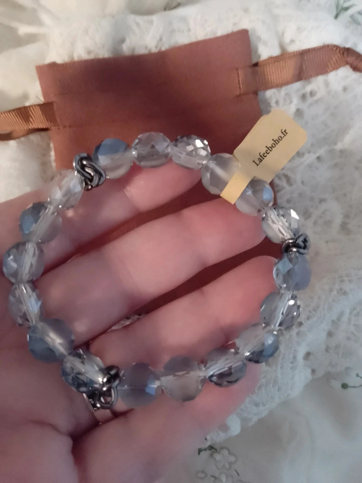 Pulseira de contas de cristal contas faceadas brilhantes – photo 2